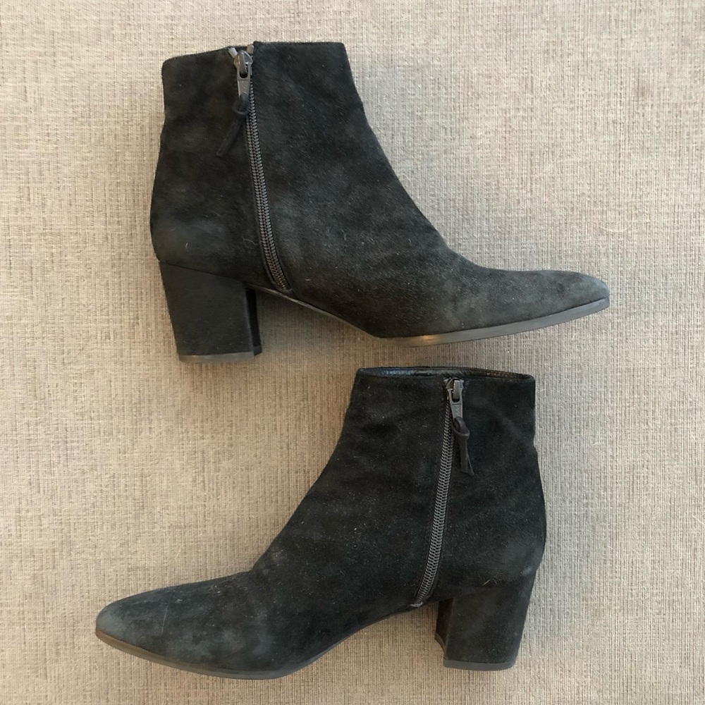 Stuart Weitzman Black Suede Leather Booties 8.5